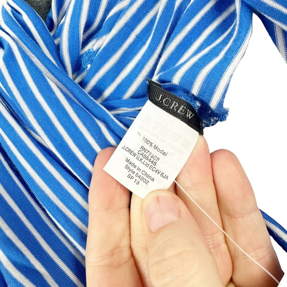 J. CREW Blue & White Striped Jersey‎ Knit Stretchy Infinity Scarf NWT